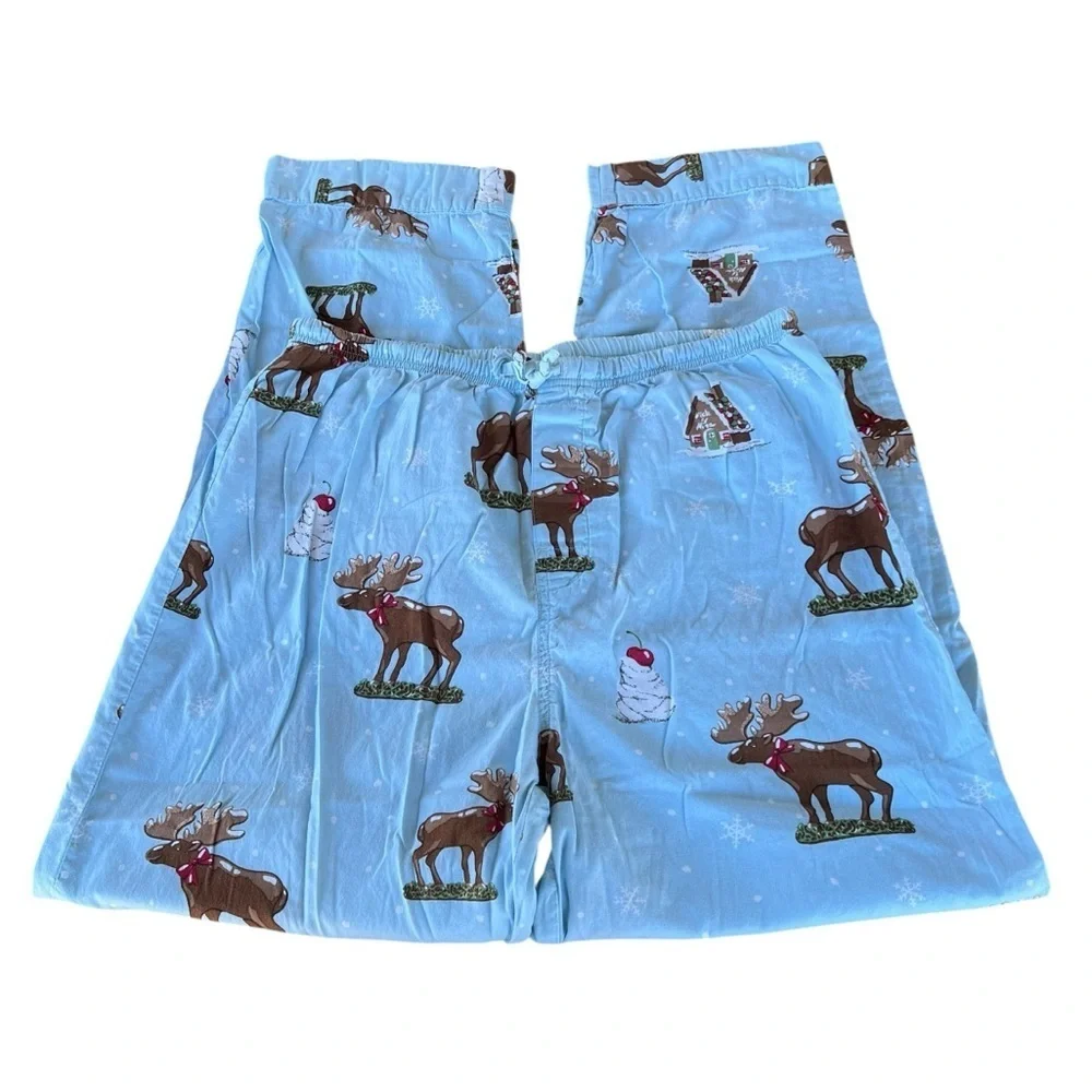 Y2K Nick & Nora Chocolate Moose Whipped Cream Cotton Pajama Set HTF Blue Tag Med